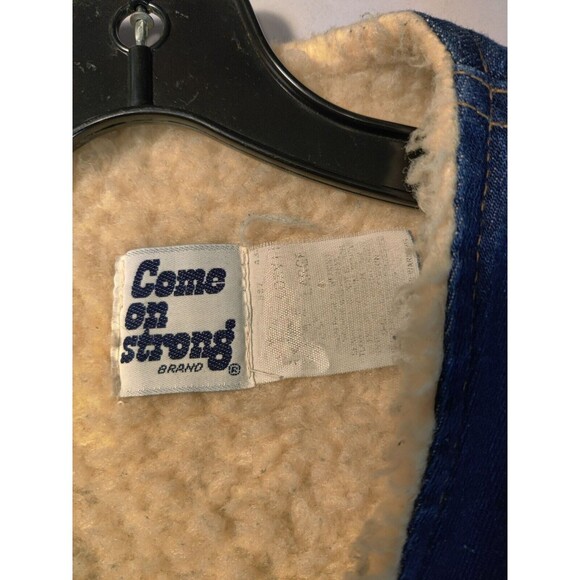 Vintage‎ 60s Come On Strong Denim Vest Large Indigo Deadstock Fleece Liner USA - Picture 2 of 9